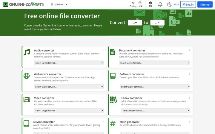 Captură de ecran a online-convert.com