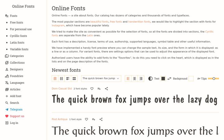 Screenshot of online-fonts.com