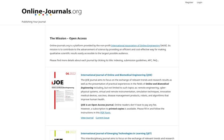 Capture d'écran de online-journals.org