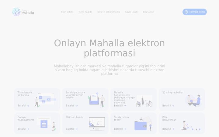 Screenshot of online-mahalla.uz