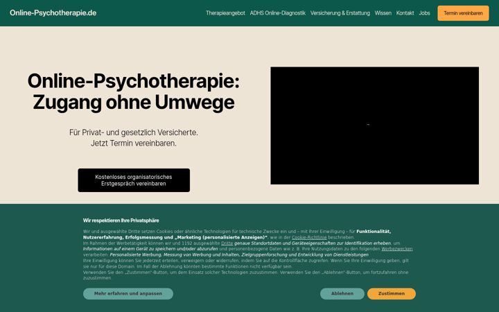 Zrzut ekranu online-psychotherapie.de
