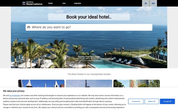 Posnetek zaslona online-reservations.com