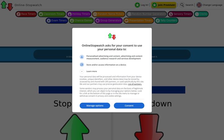 Screenshot ta' online-stopwatch.com