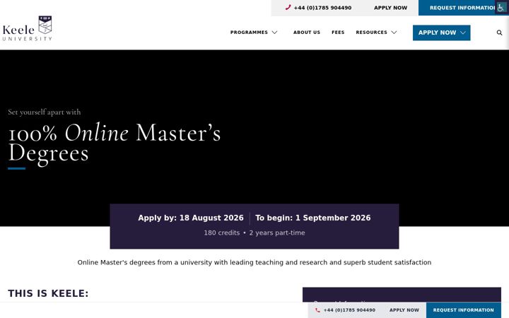 Screenshot of online.keele.ac.uk