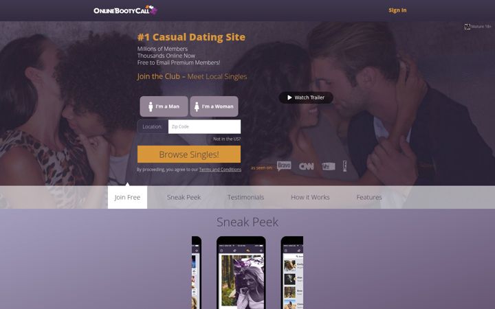 Screenshot of onlinebootycall.com