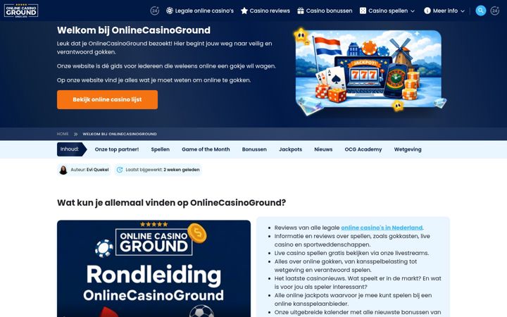 Screenshot of onlinecasinoground.nl