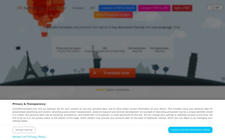 Screenshot von onlinedoctranslator.com