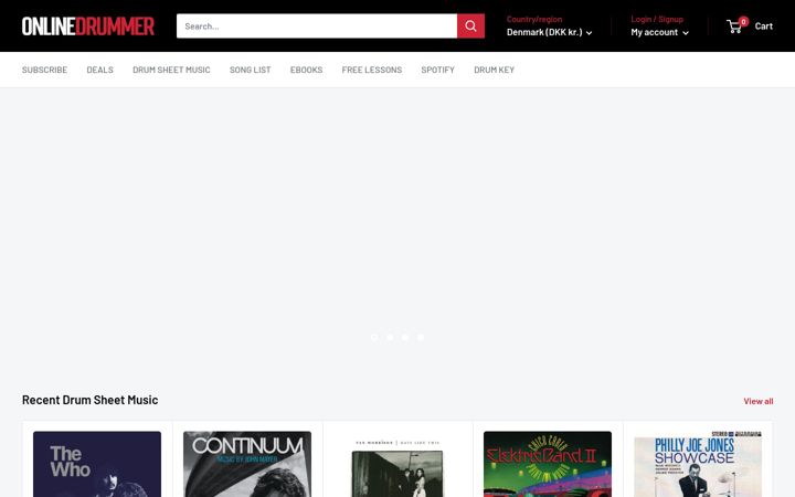 Screenshot of onlinedrummer.com