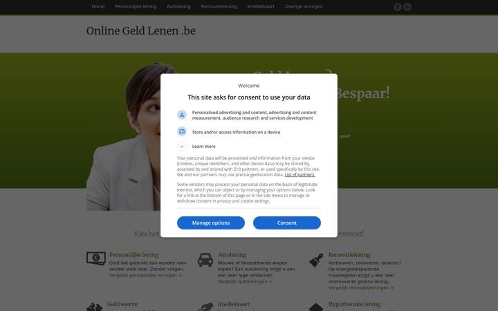 Skärmbild av onlinegeldlenen.be