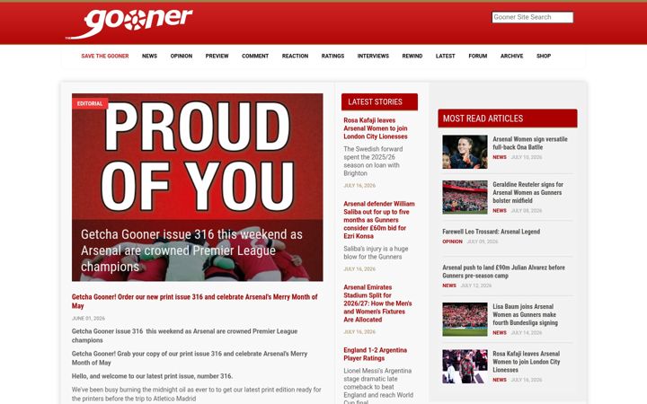 Screenshot of onlinegooner.com