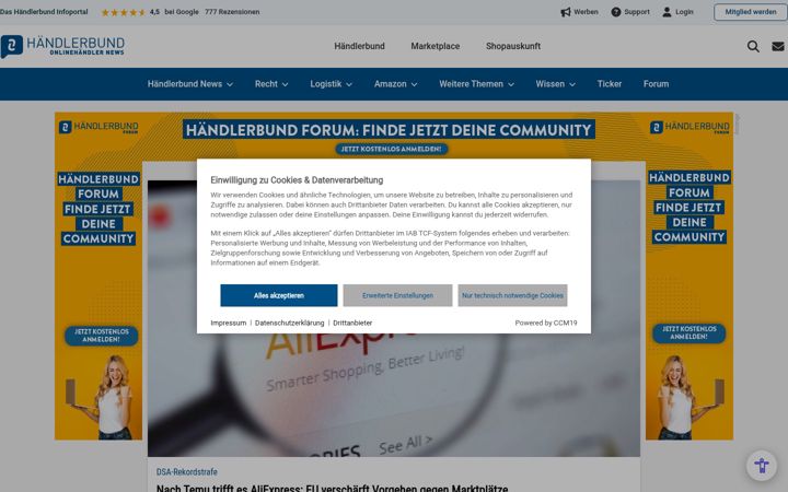 Screenshot of onlinehaendler-news.de