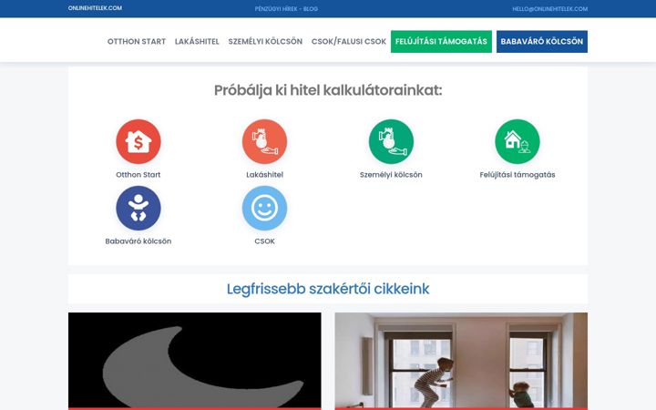 Capture d'écran de onlinehitelek.com