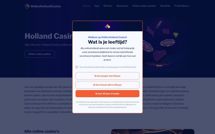Captura de pantalla de onlinehollandcasino.net