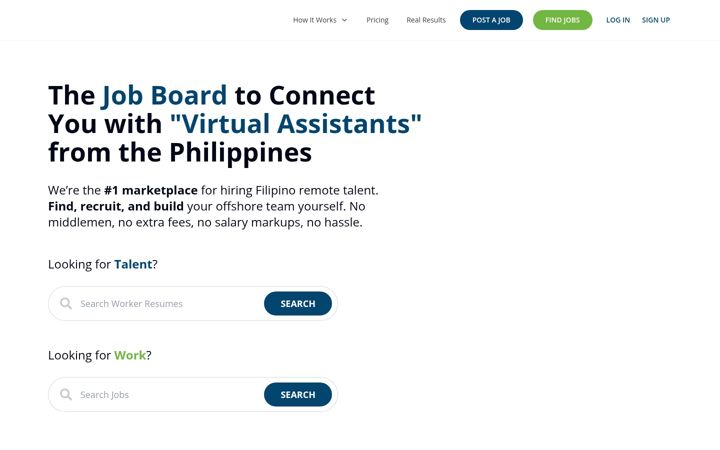 Ekrano kopija onlinejobs.ph
