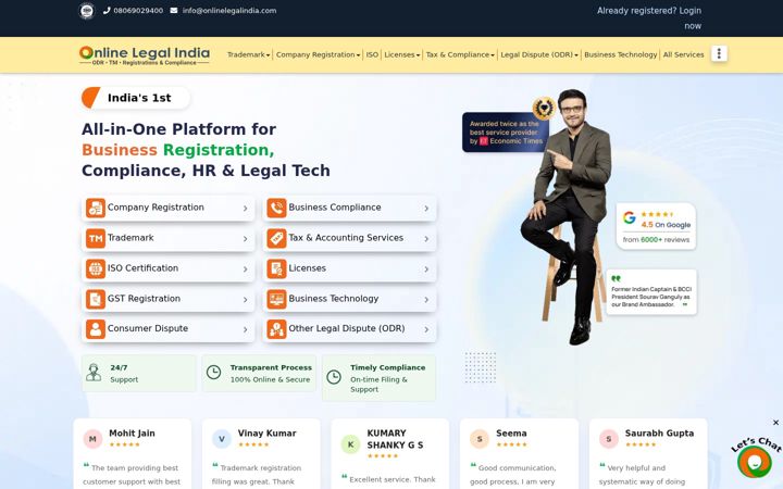 Screenshot of onlinelegalindia.com