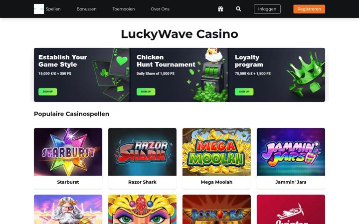 Skærmbillede af onlinelucky-wavecasino.nl