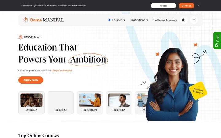 Capture d'écran de onlinemanipal.com