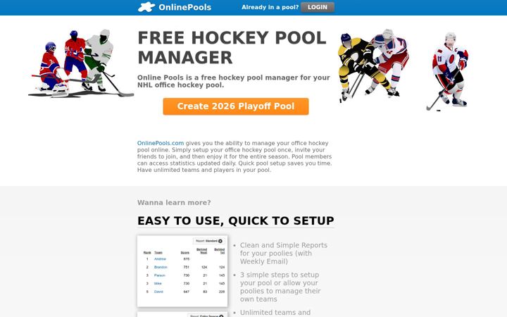 Screenshot of onlinepools.com