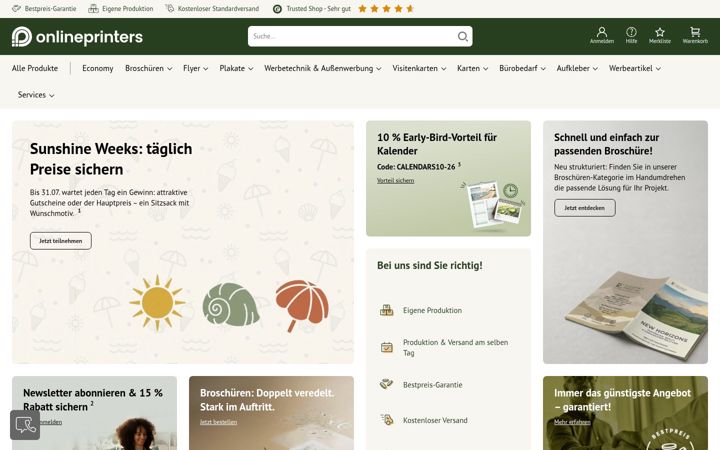 Zrzut ekranu onlineprinters.de
