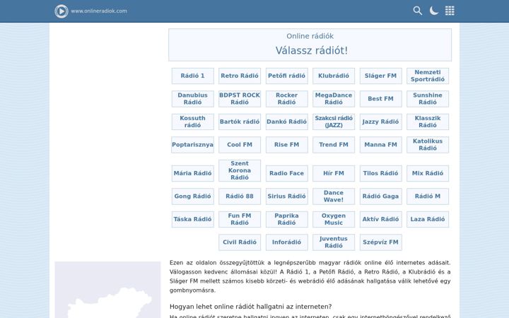 Screenshot of onlineradiok.com