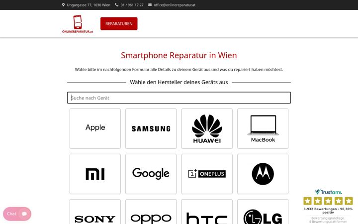 Screenshot of onlinereparatur.at