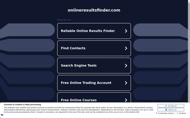 Screenshot of onlineresultsfinder.com