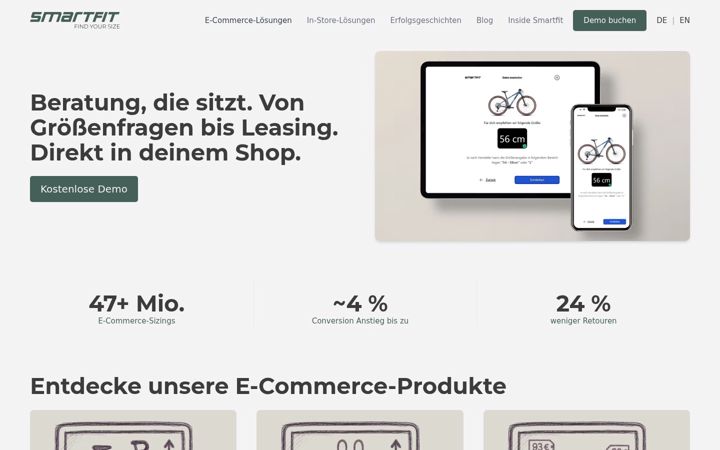 Screenshot of onlinesizing.bike