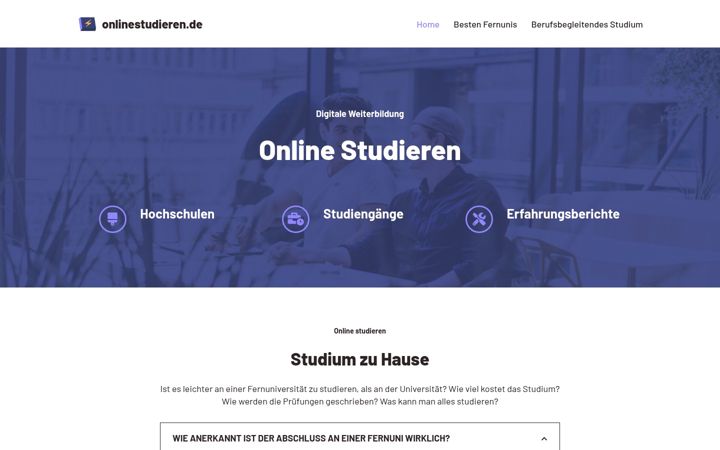Screenshot of onlinestudieren.de