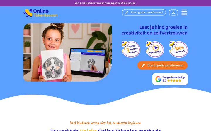 Zrzut ekranu onlinetekenlessen.nl