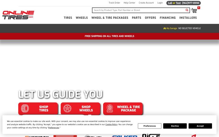 Screenshot of onlinetires.com