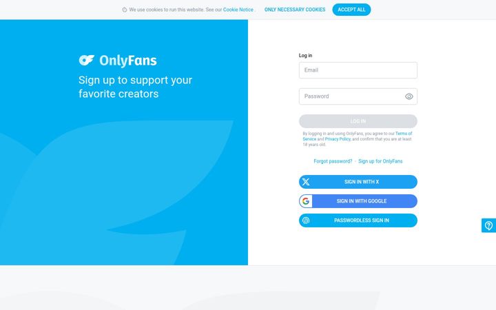 Ekrānuzņēmums no onlyfans.com