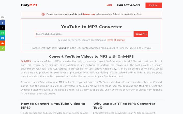 Screenshot of onlymp3.io