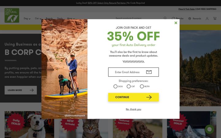Screenshot of onlynaturalpet.com