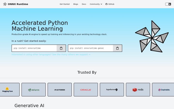 Screenshot of onnxruntime.ai