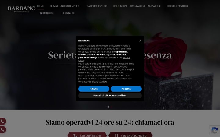 Screenshot of onoranzefunebribarbano.it