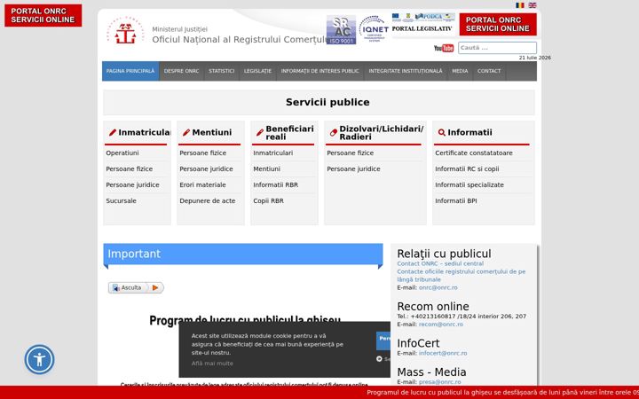 Screenshot of onrc.ro