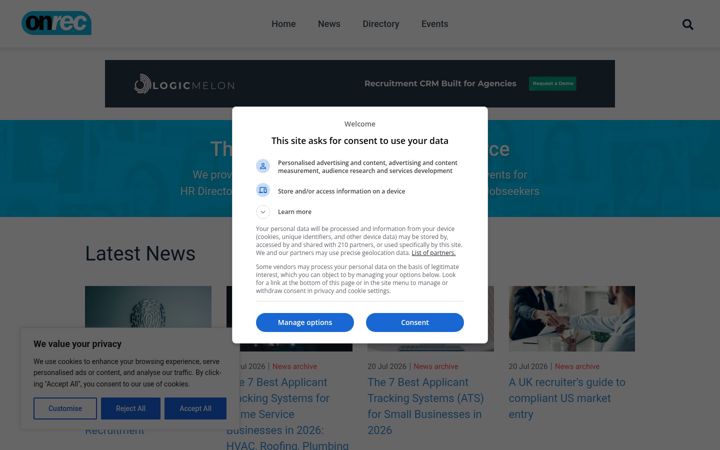 Screenshot of onrec.com