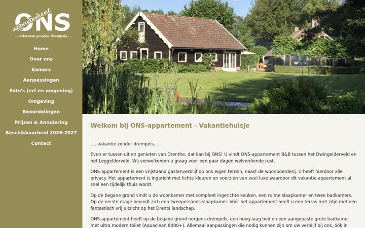 Screenshot di ons-appartement.nl