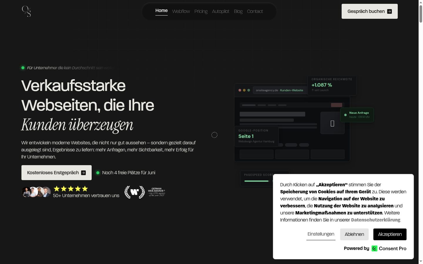 Captura de ecrã do banner de consentimento apresentado antes de qualquer interação
