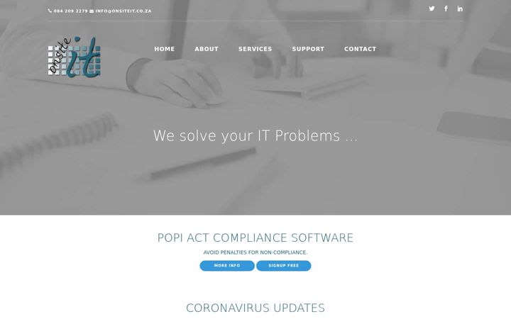 Screenshot of onsiteit.co.za