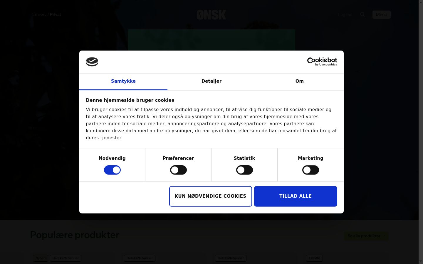 Snímek obrazovky baneru souhlasu zobrazeného před jakoukoli interakcí