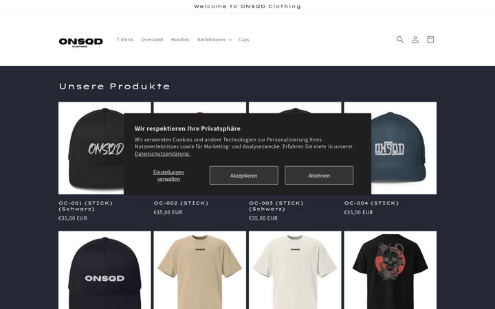 Skjámynd af onsqdclothing.de