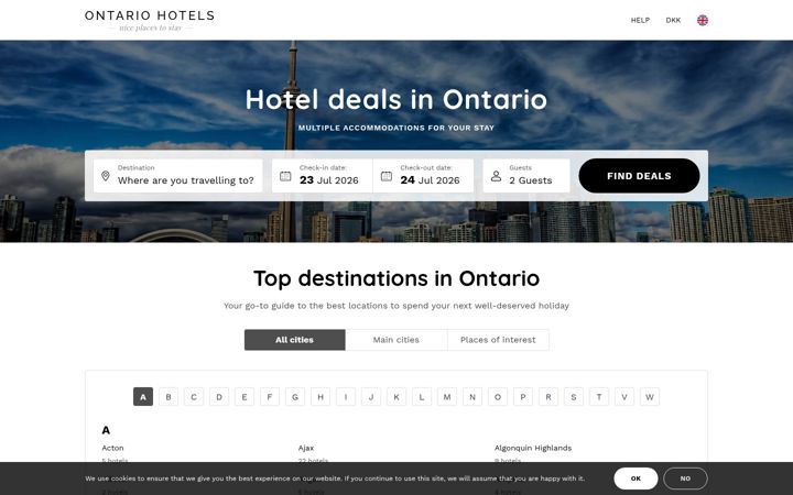 Ekraanipilt saidist ontariocahotel.com