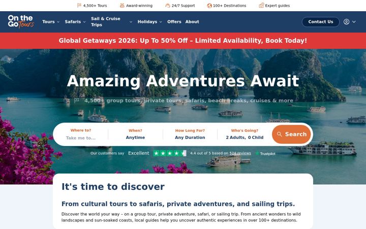 Screenshot of onthegotours.com