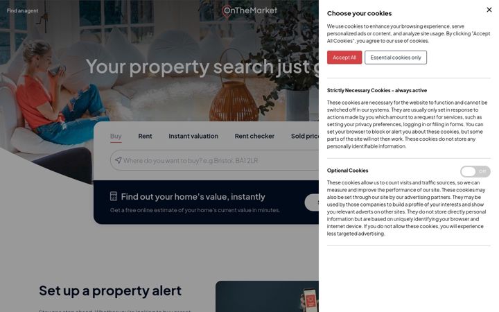 Screenshot von onthemarket.com