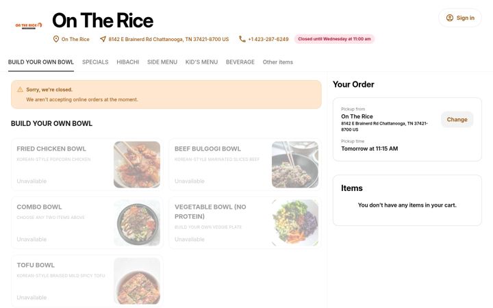 Screenshot von onthericecuisine.square.site