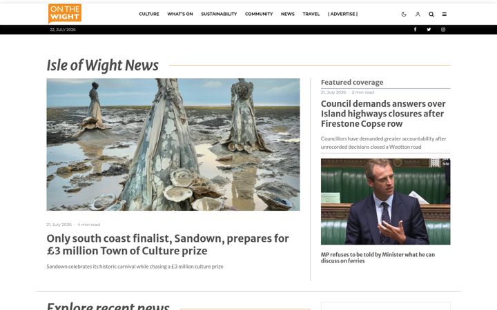Screenshot ta' onthewight.com