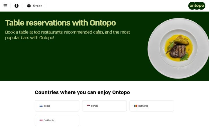 Screenshot of ontopo.com