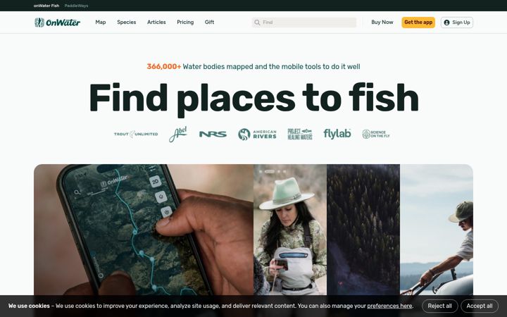Snímek obrazovky onwaterapp.com