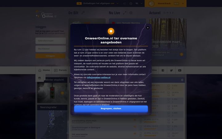 Skjámynd af onweer-online.nl